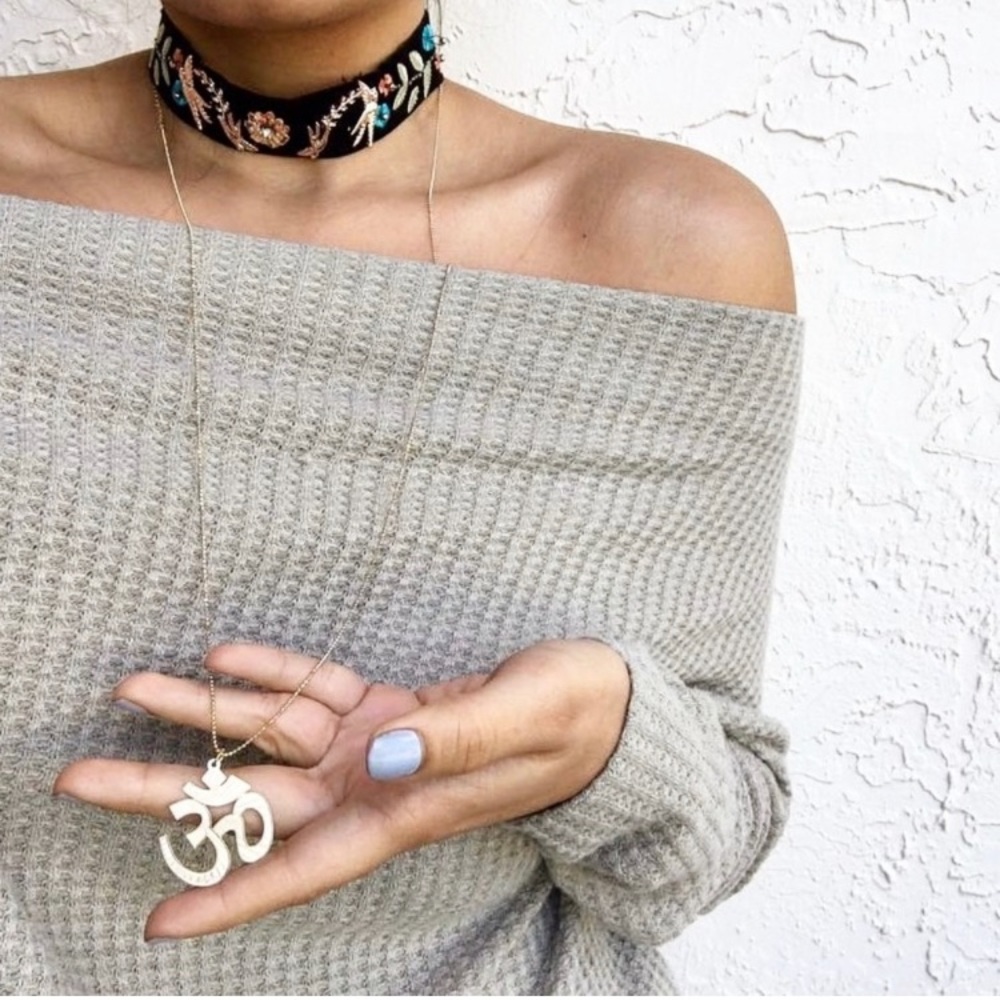 OM Charm 18k Gold Plated with Silver Tone Chain